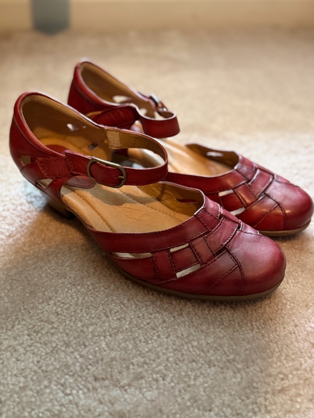 earth shoes Red Heeled Mary Jane Sandals Red size 9.5